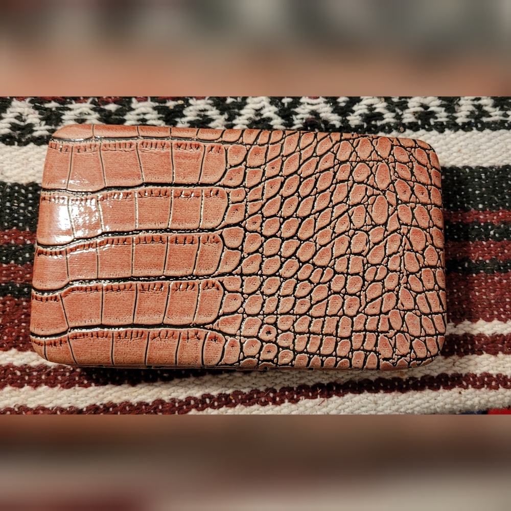 Unbranded Pink Faux Crocodile Alligator Skin Wallet with Checkbook Holder